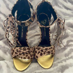 June Ambrose leopard print fringe sandal sz 7.5